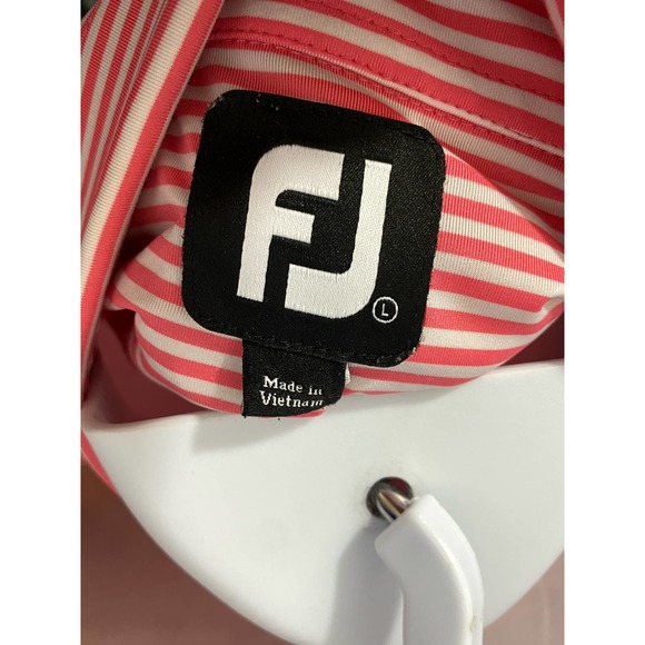 FootJoy FJ Pointe West Country Club Golf Polo Shirt Mens Large Red White Stripe - Picture 5 of 11